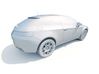 3D araba beyaz boş şablon