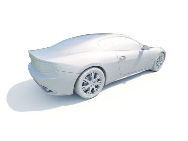 3D araba beyaz boş şablon