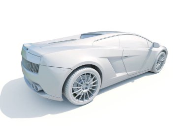 3D araba beyaz boş şablon