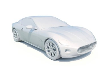 3D araba beyaz boş şablon