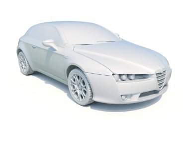 3D araba beyaz boş şablon
