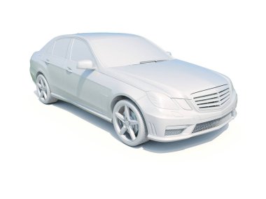 3D araba beyaz boş şablon