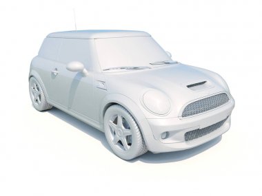 3D araba beyaz boş şablon