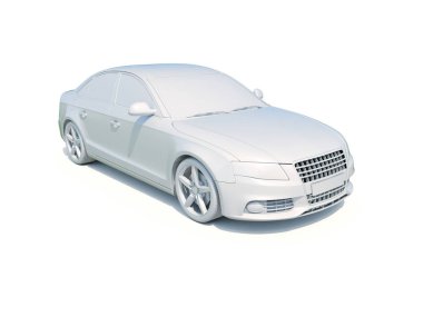 3D araba beyaz boş şablon