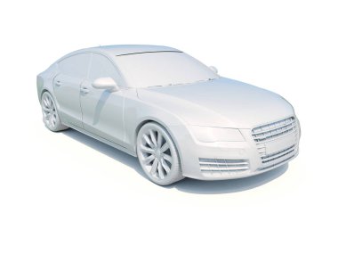 3D araba beyaz boş şablon
