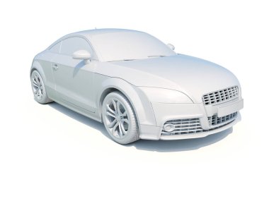 3D araba beyaz boş şablon