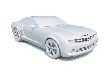 3D araba beyaz boş şablon