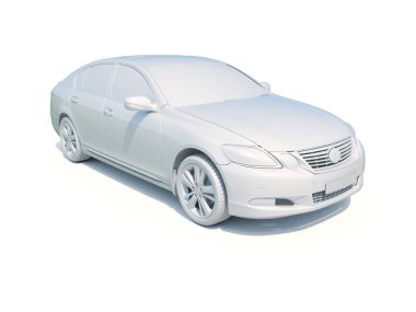 3D araba beyaz boş şablon