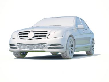 3D araba beyaz boş şablon