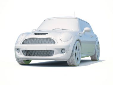 3D araba beyaz boş şablon