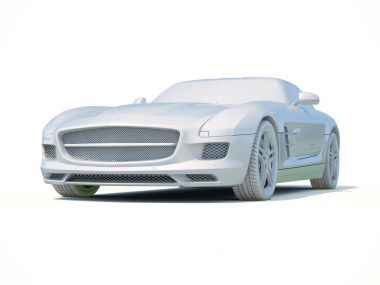 3D araba beyaz boş şablon