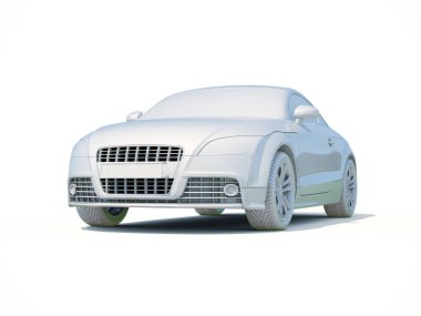 3D araba beyaz boş şablon