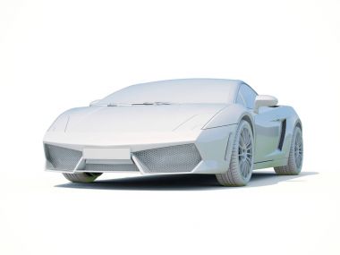 3D araba beyaz boş şablon