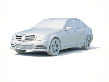 3D araba beyaz boş şablon