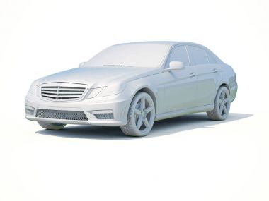 3D araba beyaz boş şablon