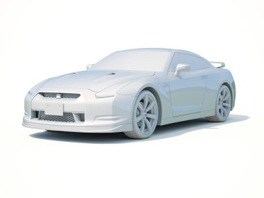 3D araba beyaz boş şablon