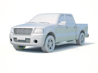 3D araba beyaz boş şablon