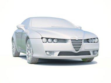 3D araba beyaz boş şablon