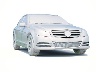 3D araba beyaz boş şablon