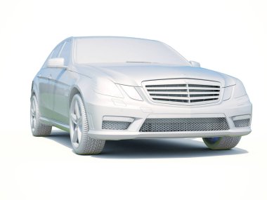 3D araba beyaz boş şablon