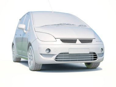 3D araba beyaz boş şablon