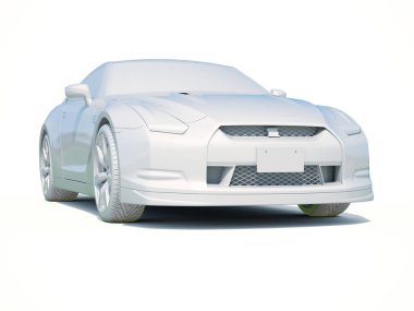 3D araba beyaz boş şablon