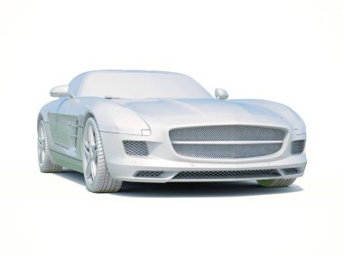 3D araba beyaz boş şablon