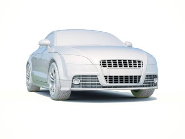 3D araba beyaz boş şablon