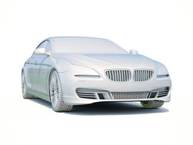 3D araba beyaz boş şablon