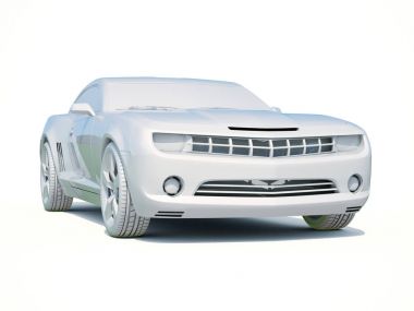 3D araba beyaz boş şablon