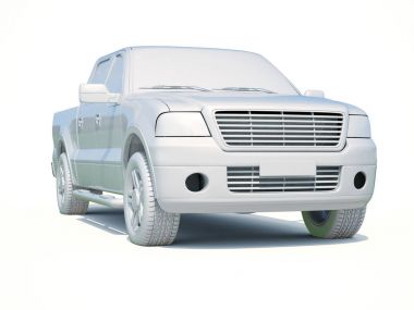 3D araba beyaz boş şablon