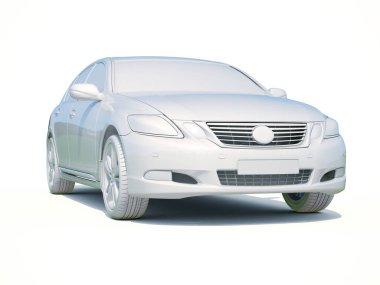 3D araba beyaz boş şablon