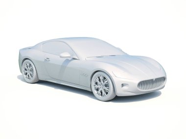 3D araba beyaz boş şablon