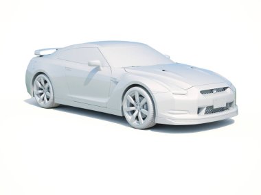3D araba beyaz boş şablon