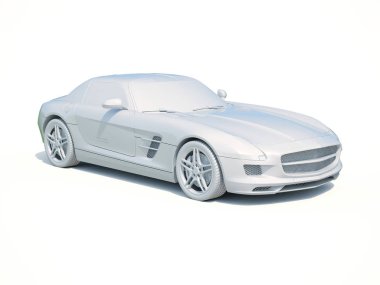 3D araba beyaz boş şablon