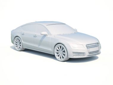 3D araba beyaz boş şablon