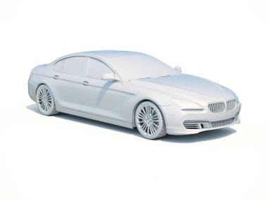 3D araba beyaz boş şablon