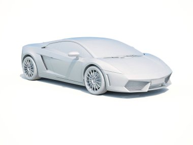 3D araba beyaz boş şablon