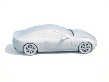 3D araba beyaz boş şablon