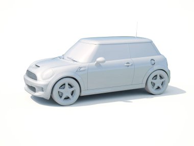 3D araba beyaz boş şablon
