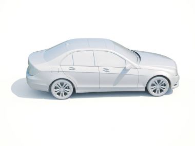3D araba beyaz boş şablon