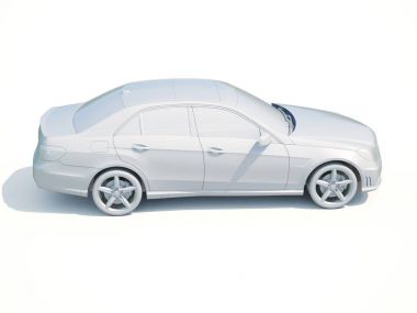 3D araba beyaz boş şablon