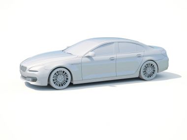 3D araba beyaz boş şablon