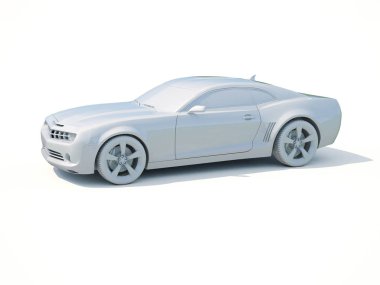 3D araba beyaz boş şablon