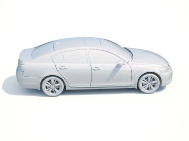 3D araba beyaz boş şablon