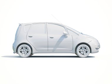 3D araba beyaz boş şablon