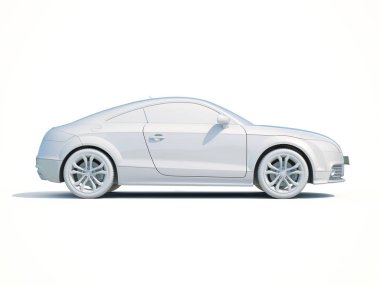 3D araba beyaz boş şablon