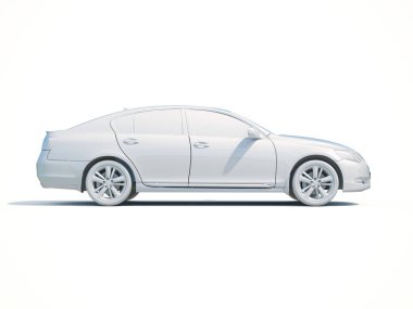 3D araba beyaz boş şablon