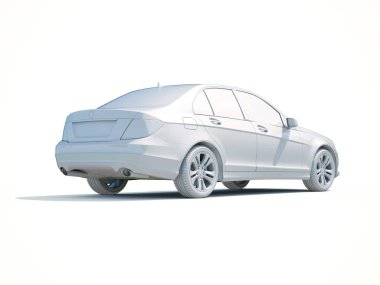 3D araba beyaz boş şablon