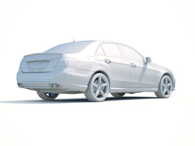 3D araba beyaz boş şablon